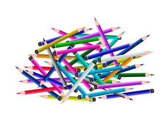 A Group of Colored Pencils on White Background