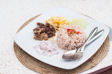 Rice with shrimp paste Thai food