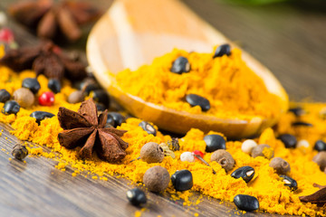 close-up of Asian spices