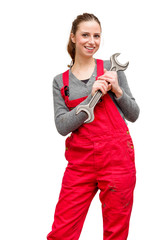 Woman worker with wrenches