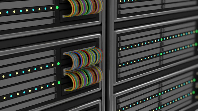 Modern Servers in data center. HQ Seamless Looping Animation