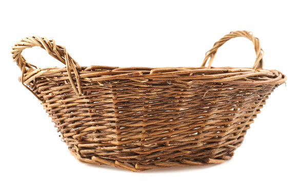 Brown Wicker Basket Isolated