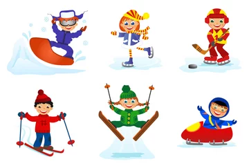 Behang Wintersport set van wintersport