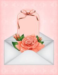beautiful gift card with pastel roses
