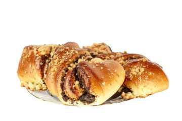 Two brioches with poppy seeds