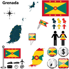 Map of Grenada - obrazy, fototapety, plakaty