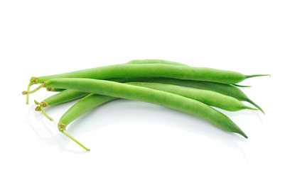green beans on white background