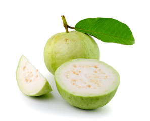 Guava (tropical fruit) on white background