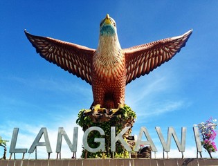 malaysian biggest eagle statue - obrazy, fototapety, plakaty