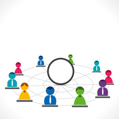 people network with blank round space vector