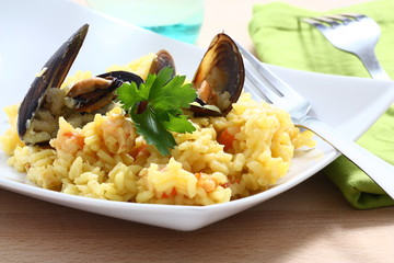Risotto cozze e gamberetti