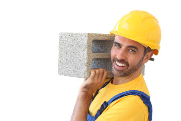 Confident builder or bricklayer
