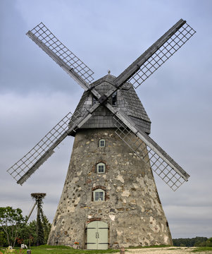 Medieval windmill in village of Araishi, Latvia, Europe