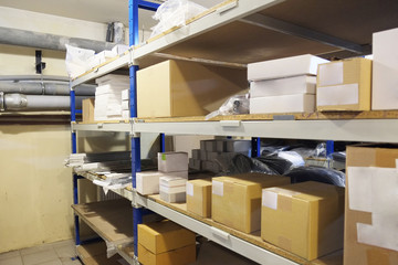 shelves in the warehouse