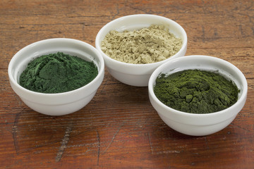 kelp, spirulina and chlorella