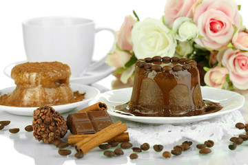 Yummy chocolate cake close-up