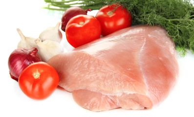 Raw turkey meat isolated on white
