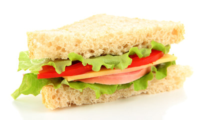 Fresh and tasty sandwich isolated on white