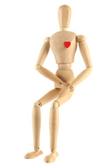 Wooden mannequin isolated on white