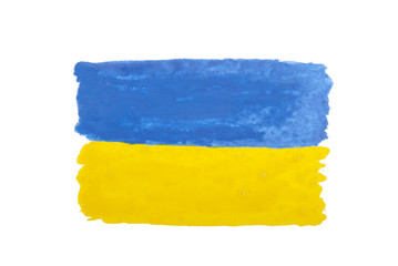 Obraz premium Watercolor painted flag of Ukraine.