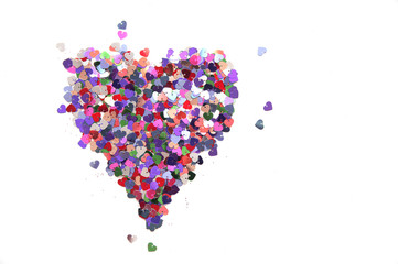 heart of sequins on white background