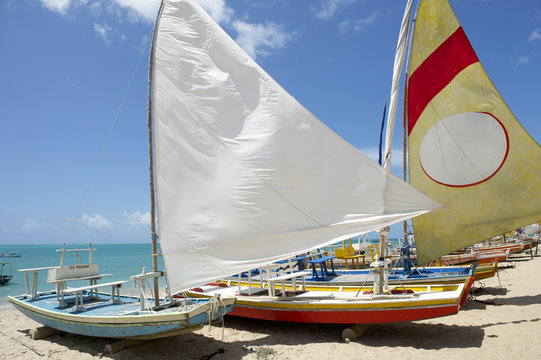 Jangada Traditional Sailboats Brazilian Beach