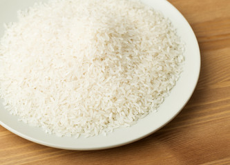 Fototapeta na wymiar White rice on plate
