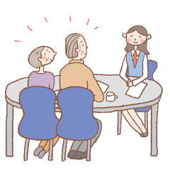 相談するシニアの夫婦