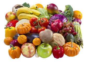 Mixed fruits and vegetables.