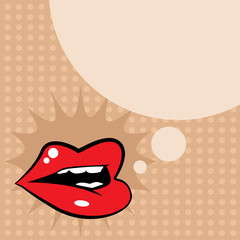 Open red lips, vector illustration