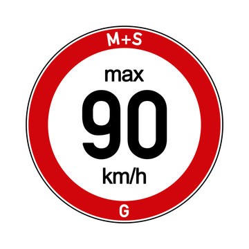 Aufkleber M+S Reifen Geschwindigkeitsindex G 90 km/h