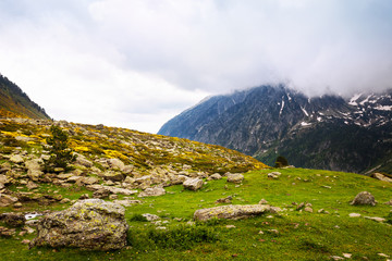 Fototapeta na wymiar mountain pass in cloudy day