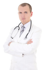 Fototapeta premium portrait of young attractive doctor isolated on white