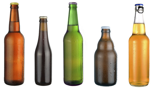 set of beer bottles