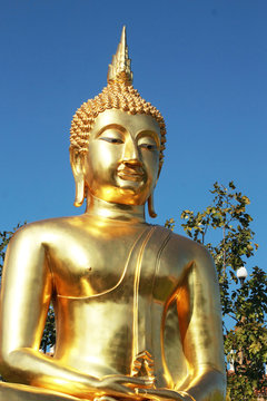 Buddha image in the posture of meditation  - Temple Thailand.