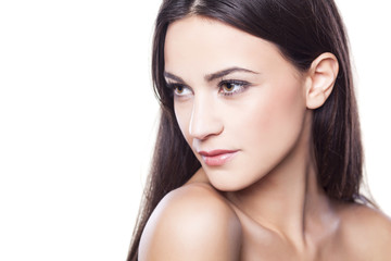 Fototapeta premium portrait of a beautiful girl on white background