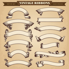 Vintage Ribbon Banners Vector Collection