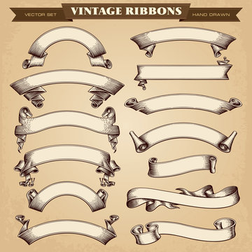Vintage Ribbon Banners Vector Collection