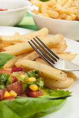 French fries and salad