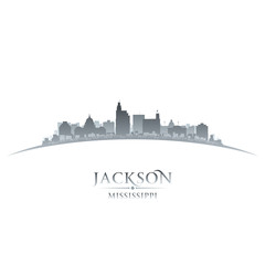 Jackson Mississippi city skyline silhouette white background