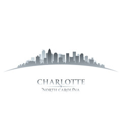 Fototapeta premium Charlotte North Carolina city skyline silhouette white backgroun