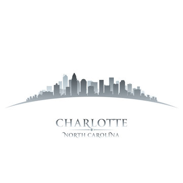 Charlotte North Carolina city skyline silhouette white backgroun