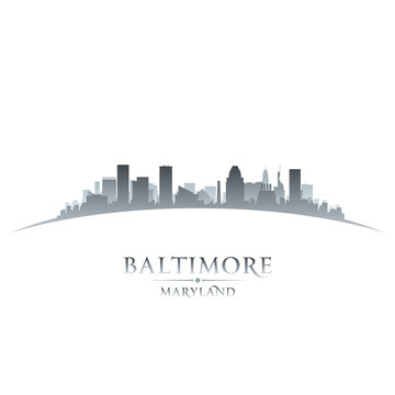 Baltimore Maryland city skyline silhouette white background