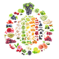 Big Collection of fruits and vegetables isolated on white