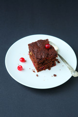 piece of brownies with cranberries