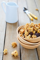 granola with nuts and chocolate for breakfast