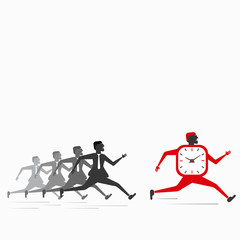 businessmen compete with time concept vector