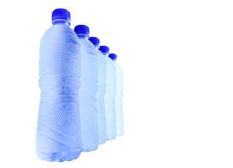 Bottled mineral water over white background