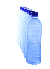 Bottled mineral water over white background