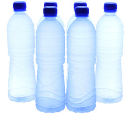Bottled mineral water over white background